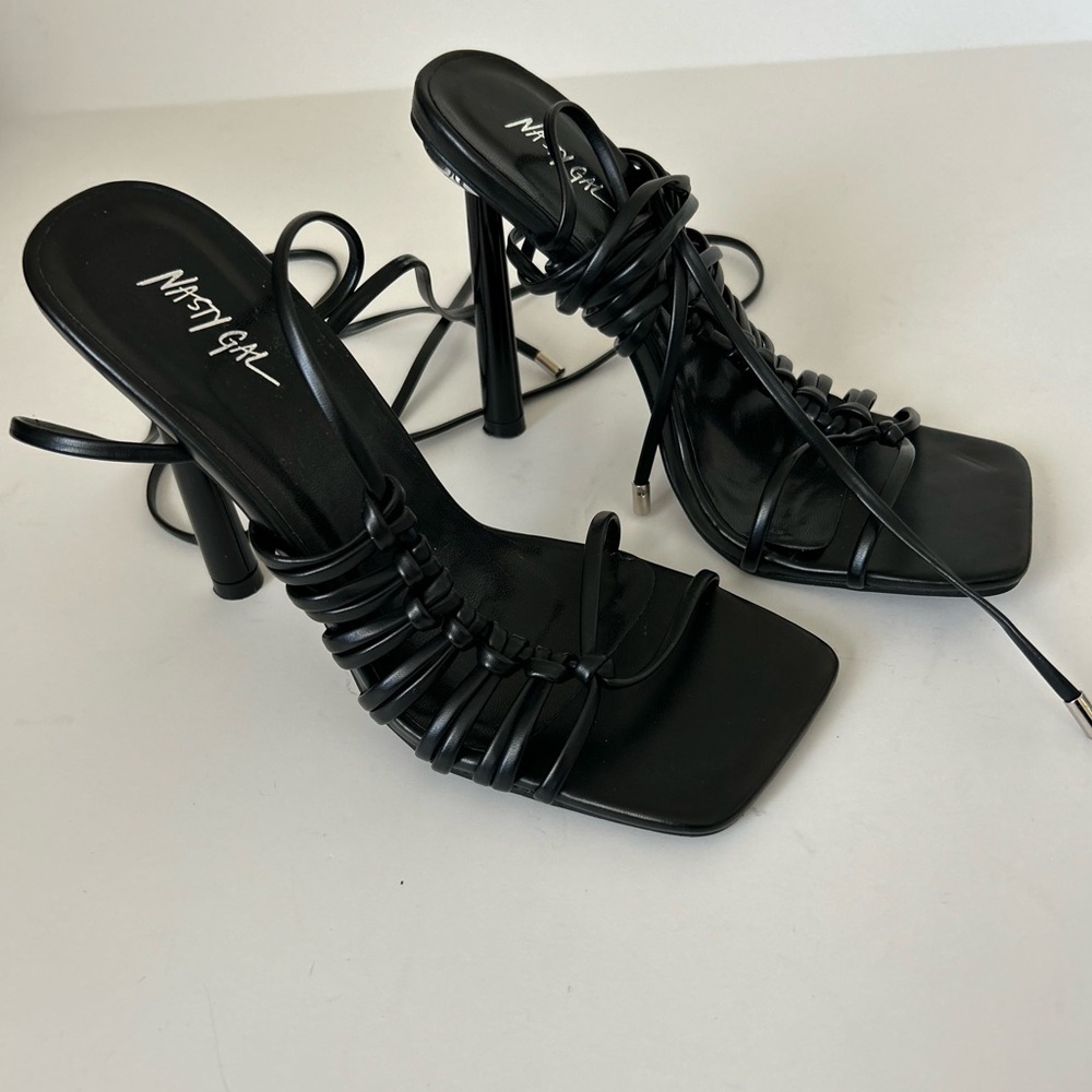 Nasty Gal Twist Strappy Wrap around ankle high Stiletto Heels - 36 - Picture 2 of 8